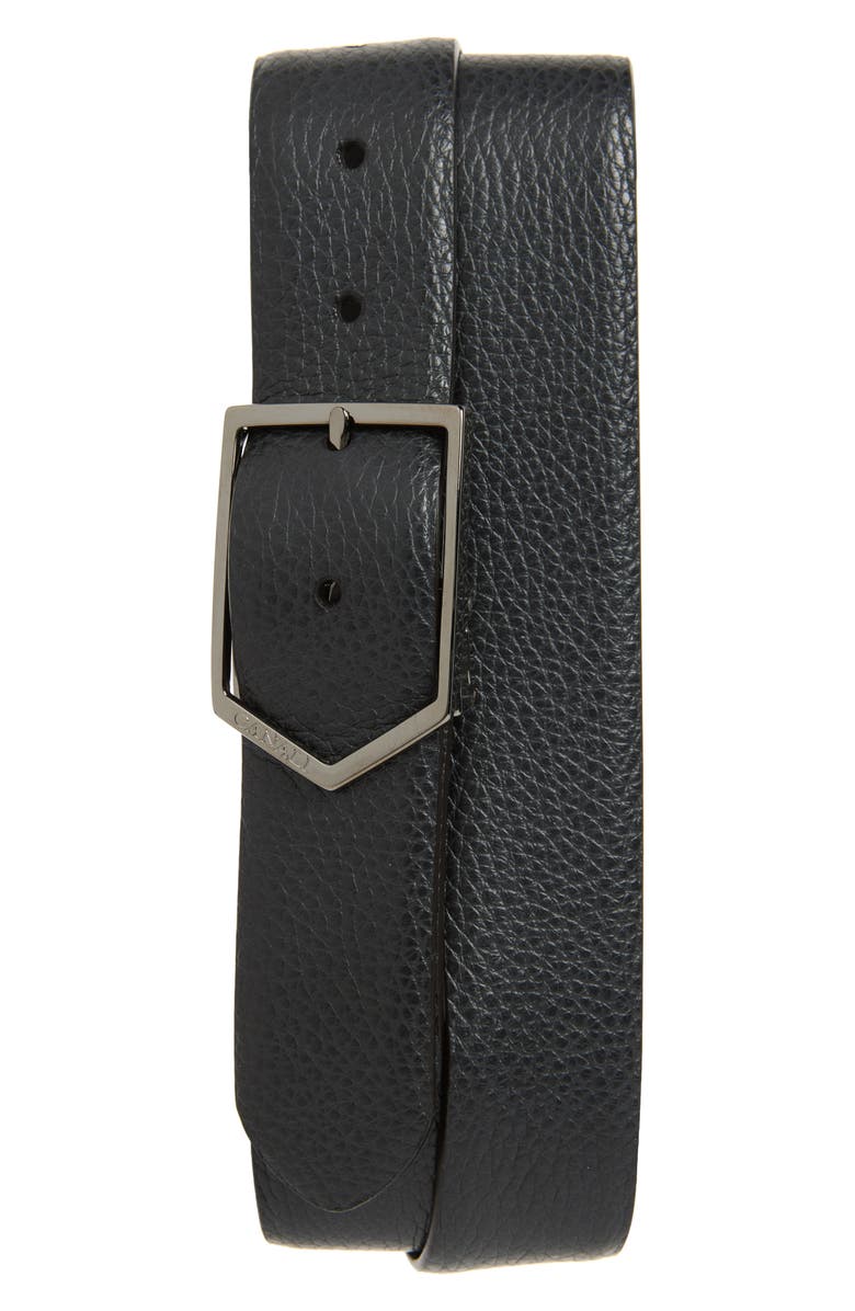 Canali Pebbled Calfskin Leather Belt, Main, color, 