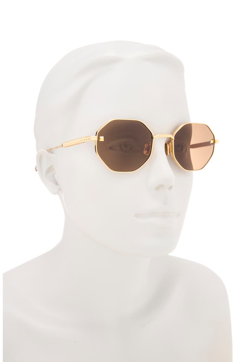 52mm Geometric Sunglasses, Alternate, color, GOLD GOLD BROWN
