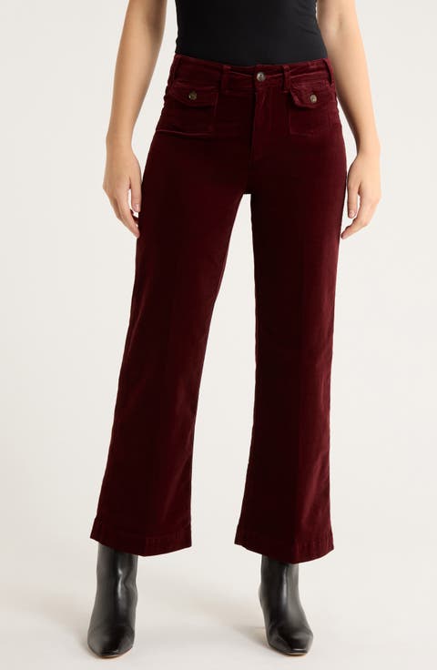 Leenah Patch Pocket Ankle Wide Leg Corduroy Pants