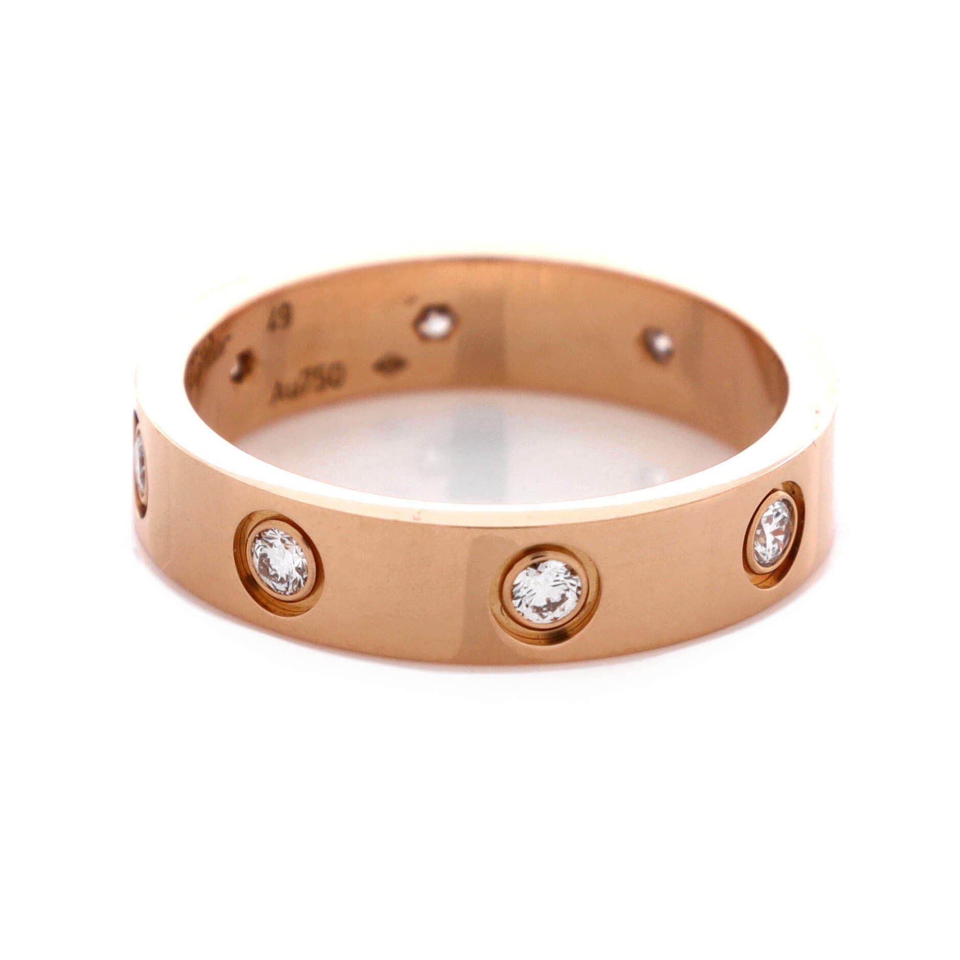 Love Wedding Band 8 Diamonds Ring 18K Rose Gold with Diamonds, Alternate, color, Metallic Gold