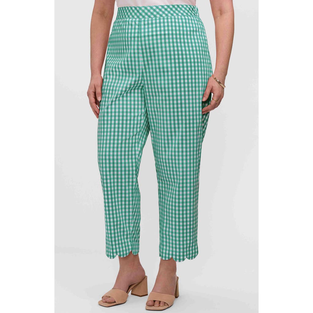 Foxcroft Elaine Scallop Hem Capri Pants In Green