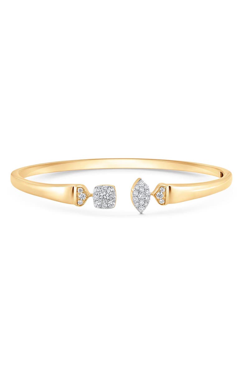 Sara Weinstock Unity Reverie Marquise & Cushion Diamond Bangle Cuff, Main, color, Yellow Gold