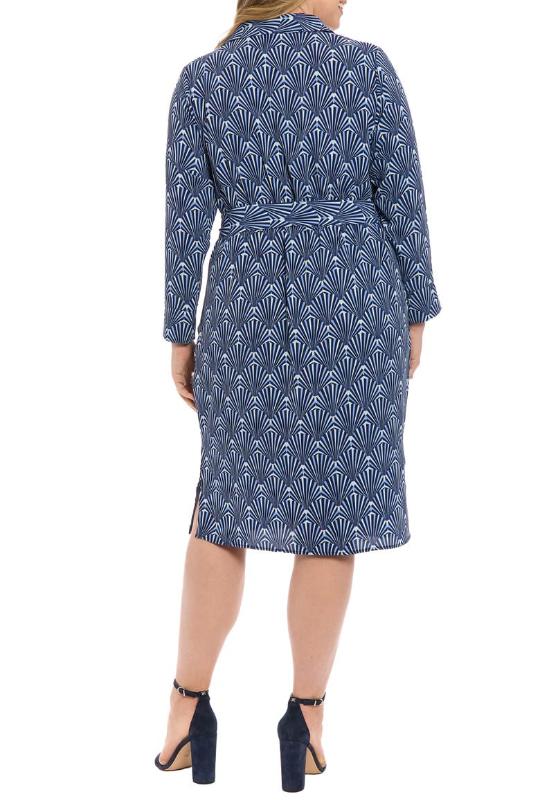 Collar Faux Wrap Midi Dress, Alternate, color, BLUE MULTI
