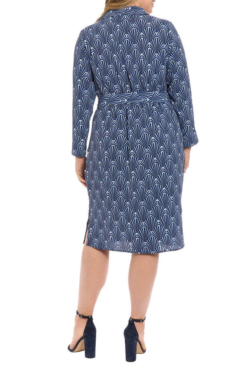 London Times Collar Faux Wrap Midi Dress, Alternate, color, Blue Multi