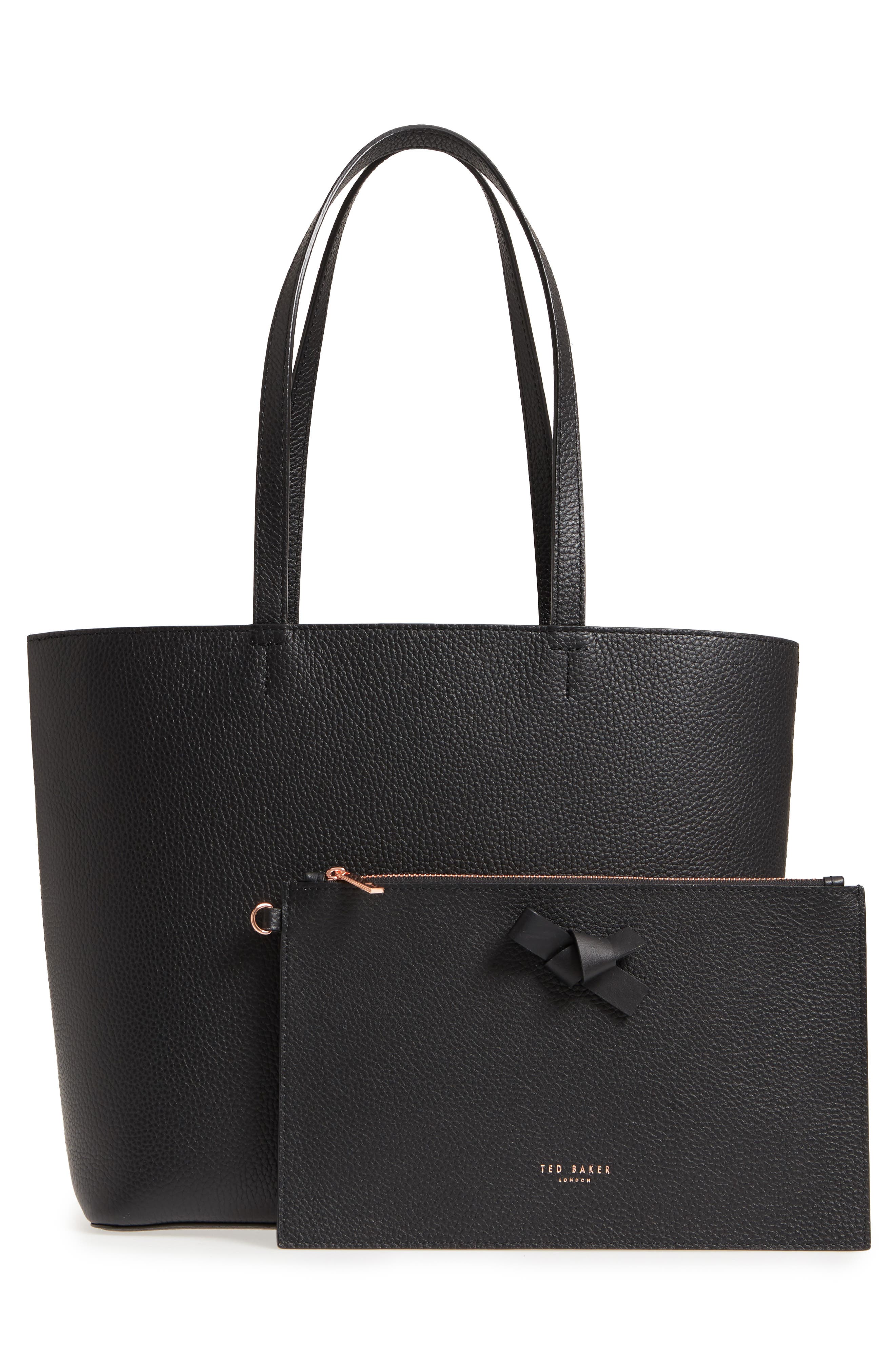 Ted Baker London Giant Knot Leather Shopper, Alternate, color, 