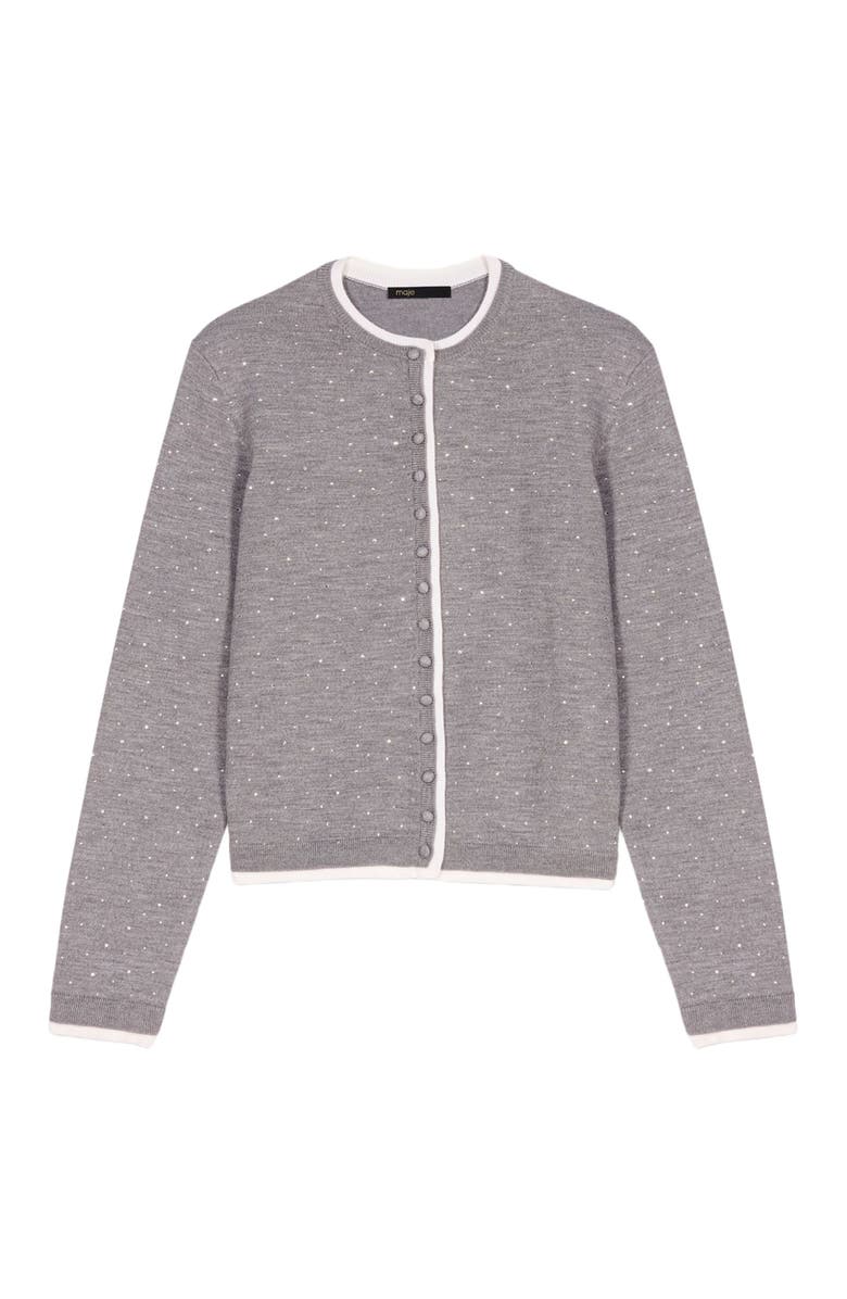 maje Knit embellished cardigan, Alternate, color, Grey
