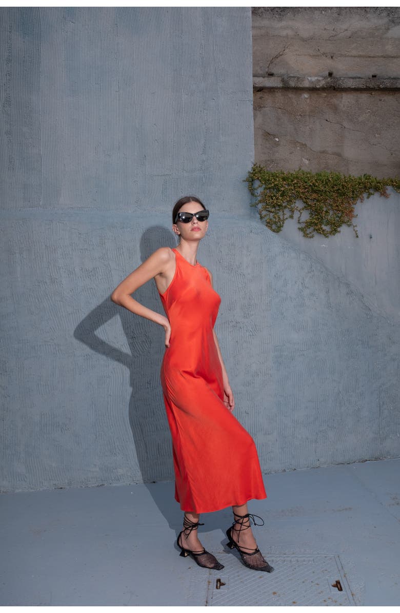 Untitled in Motion Atlantis Sleeveless Bias Cut Maxi Dress, Alternate, color, Mandarin