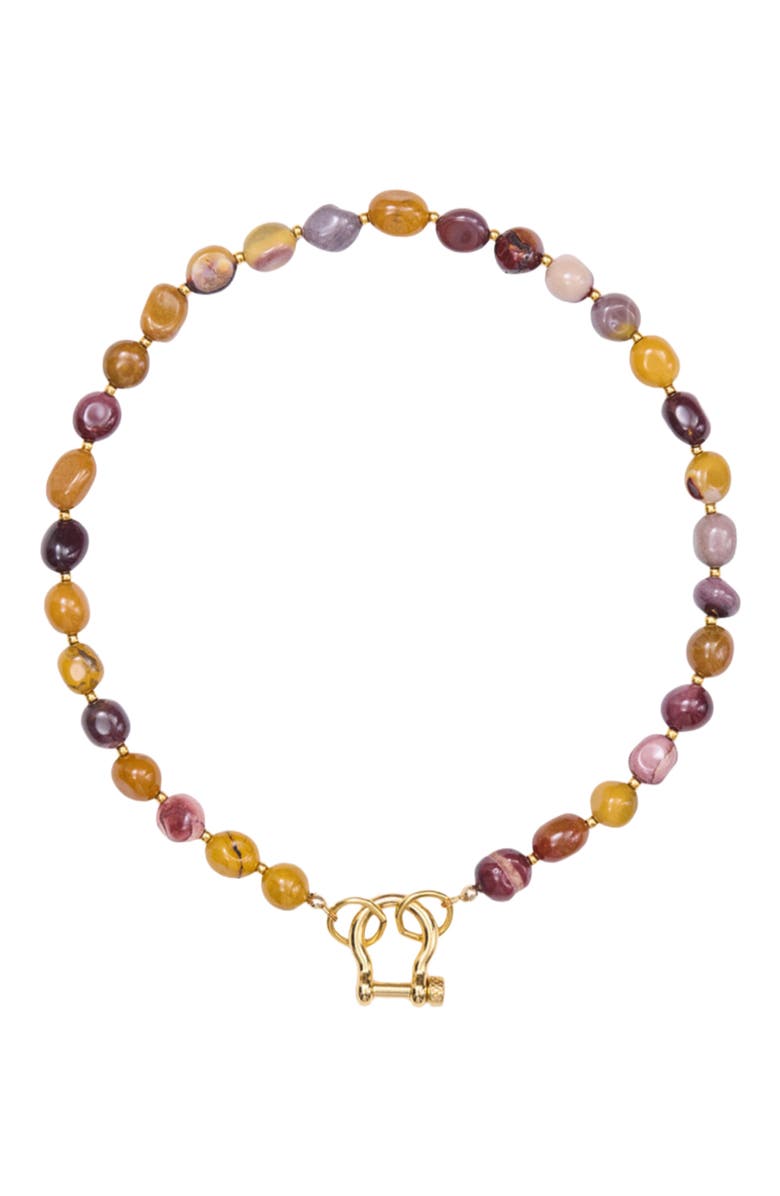 SHOP SPICY DAN Gus Pebble Mookaite Gold Plated Necklace, Main, color, Multicolor