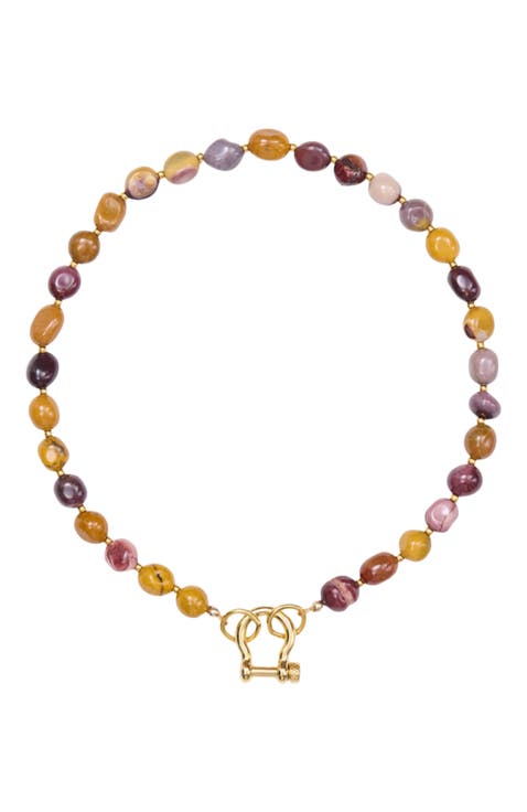 Gus Pebble Mookaite Gold Plated Necklace