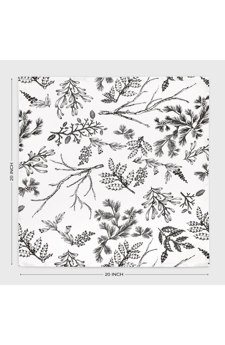 Solino Home Linen Dinner Napkins - Winter Forest, 20" x 20" Inch, Alternate, color, Black/White
