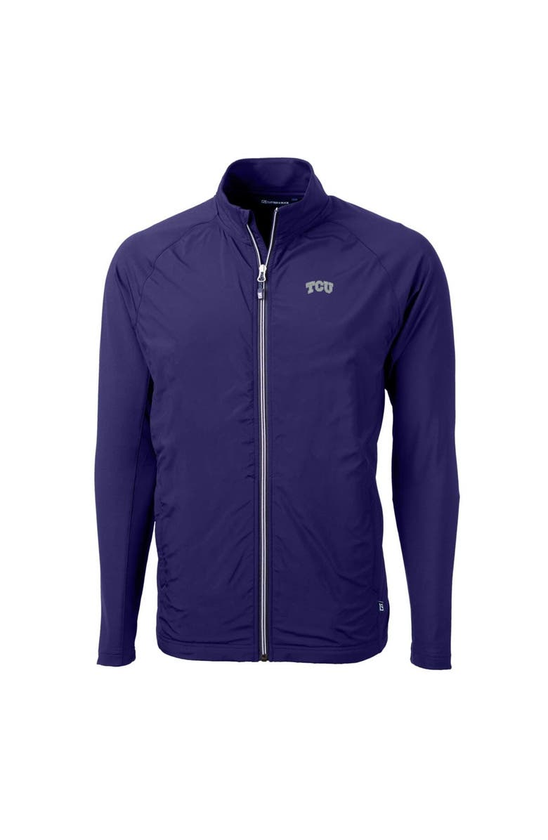 Cutter & Buck Men's Cutter & Buck Purple TCU Horned Frogs Adapt Eco Knit Hybrid Recycled Full-Zip Jacket, Alternate, color, 