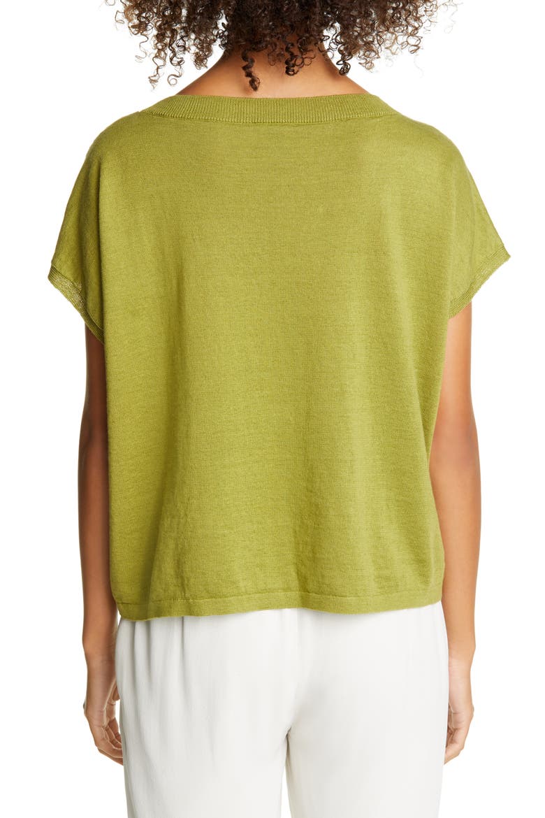 Organic Linen & Organic Cotton Sweater, Alternate, color, MUSTARD GREEN
