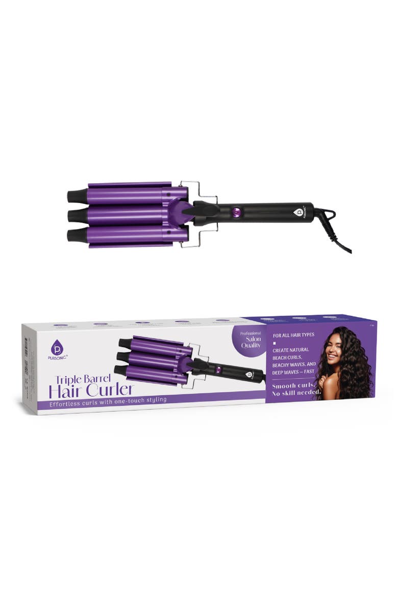 Triple Barrel Hair Curler, Main, color, PURPLE