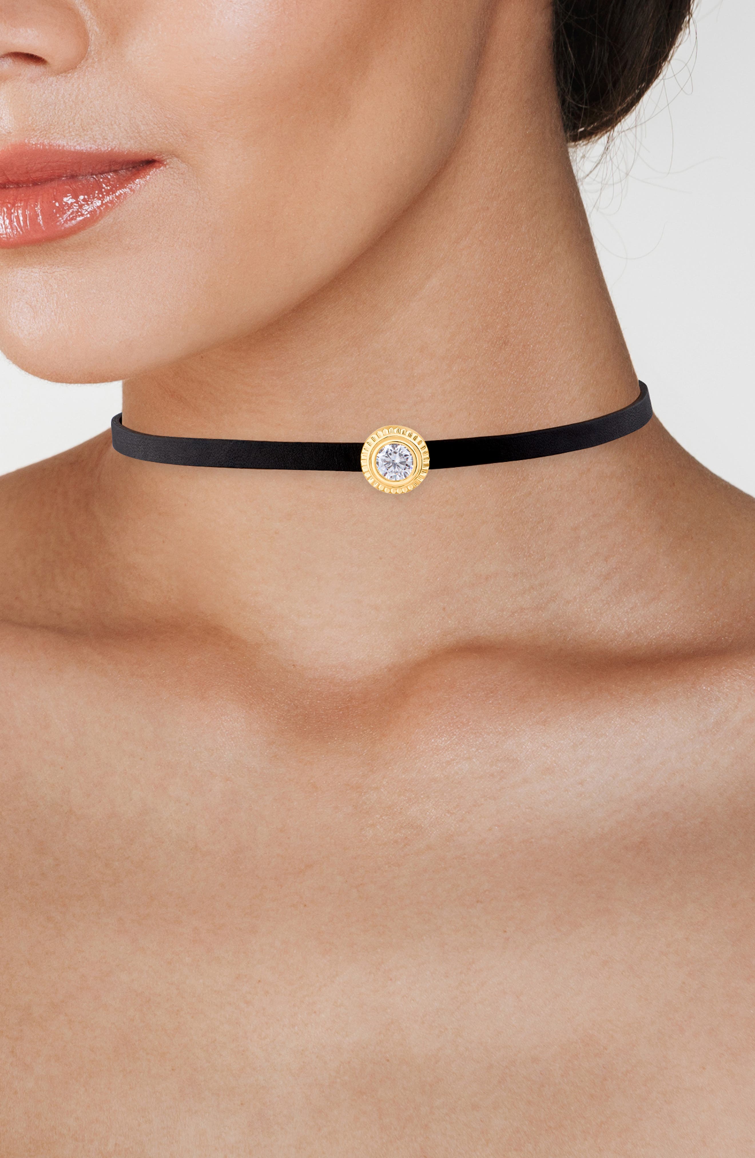 CZ by Kenneth Jay Lane Cubic Zirconia Wheel Choker Necklace (Women ...