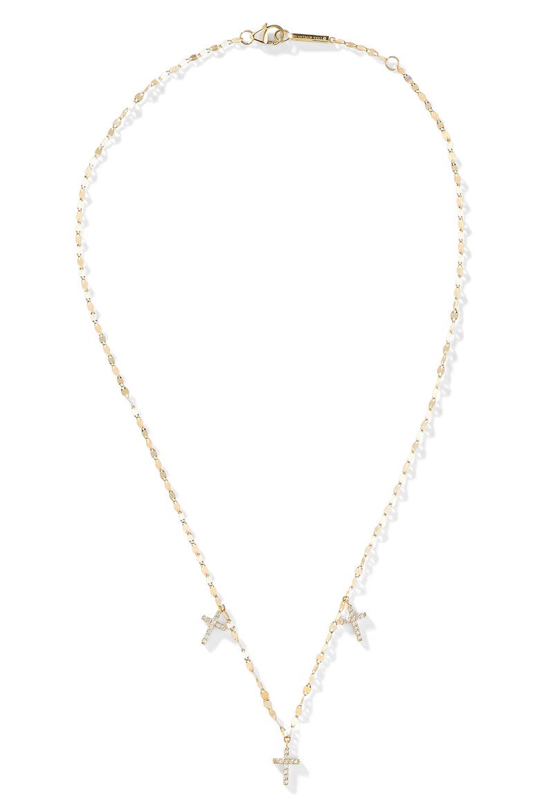 14K Gold Triple Diamond Cross Charm Necklace, Alternate, color, YELLOW GOLD