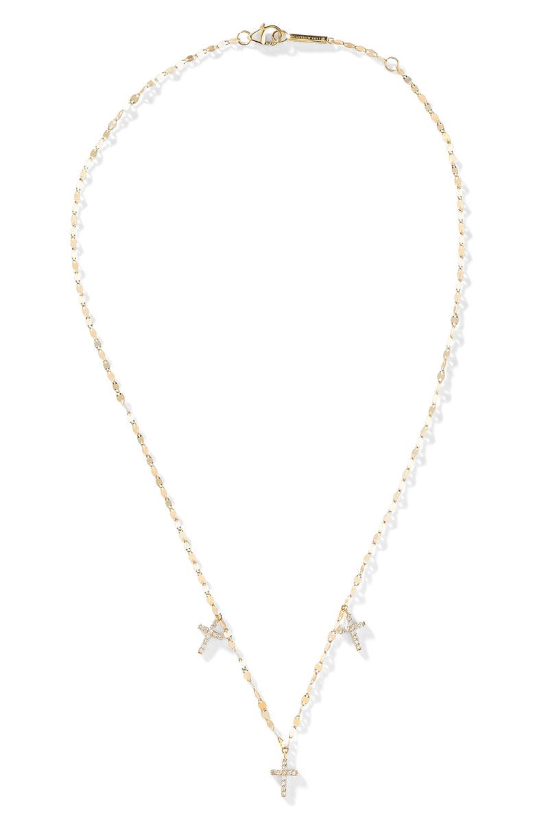LANA 14K Gold Triple Diamond Cross Charm Necklace, Alternate, color, Yellow Gold
