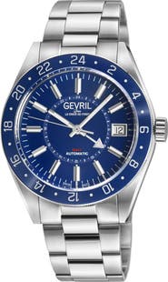 GEVRIL Belmont GMT Automatic Bracelet Watch, 44mm