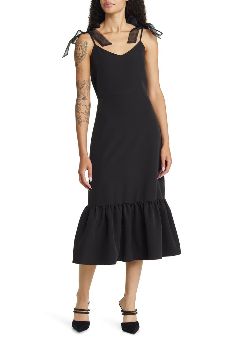 Lulus What a Gift Bow Strap Cocktail Midi Dress, Main, color, 
