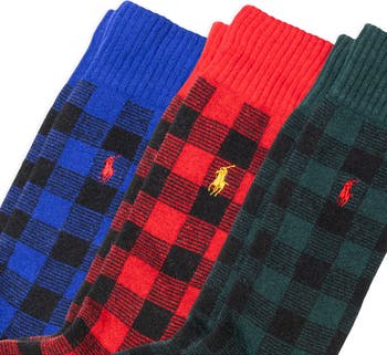 Buffalo Check Assorted 3-Pack Wool Blend Crew Socks Gift Box