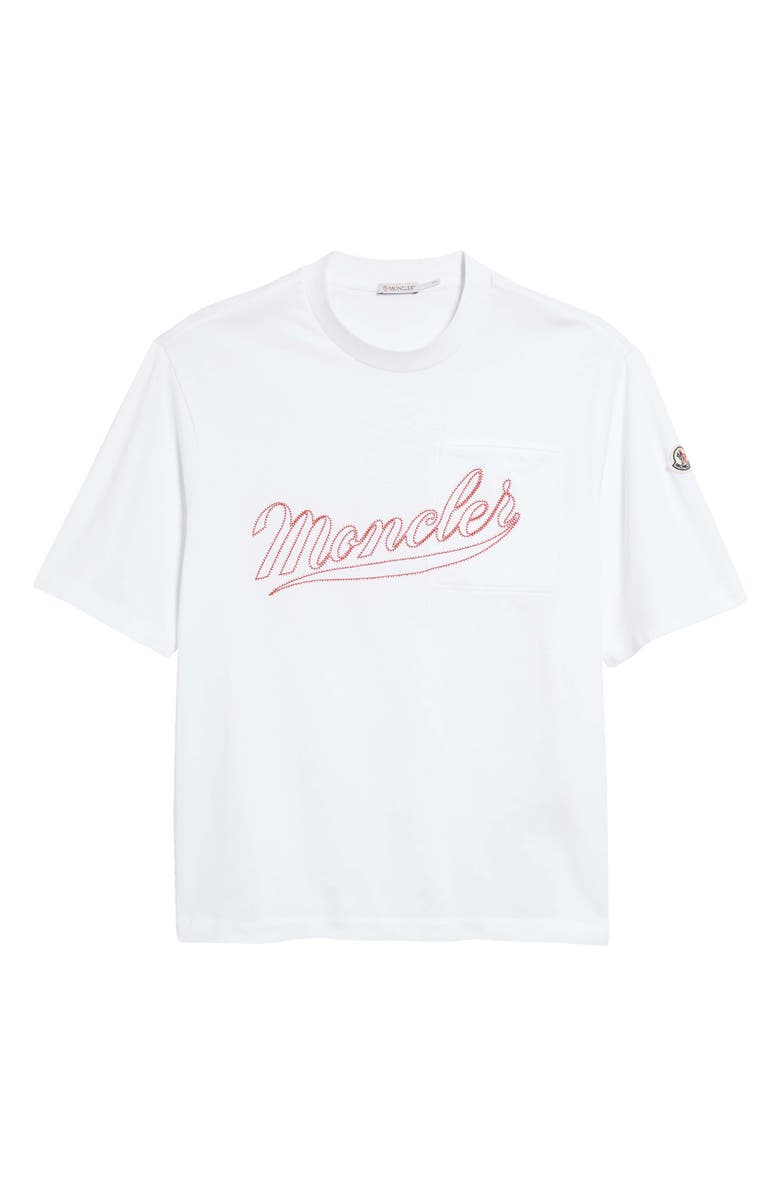 Moncler Embroidered Logo Cotton Pocket tee, Alternate, color, 