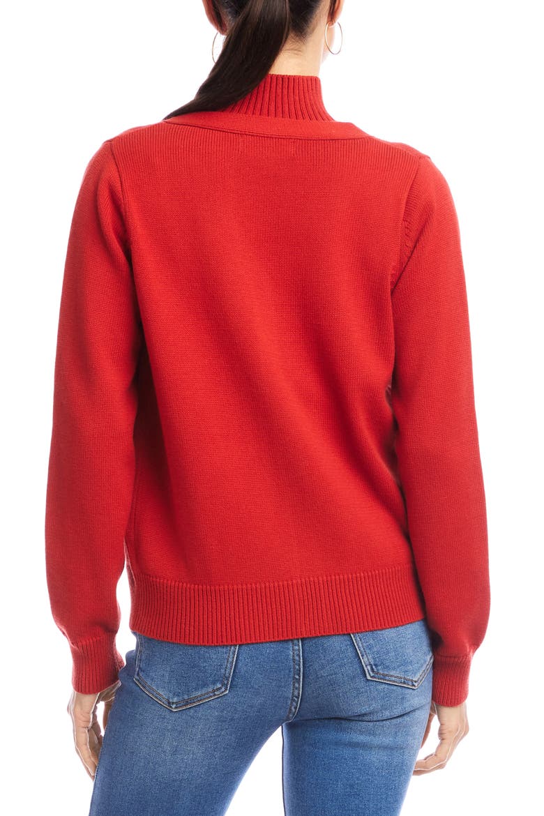 V-Neck Cardigan, Alternate, color, TOMATO RED