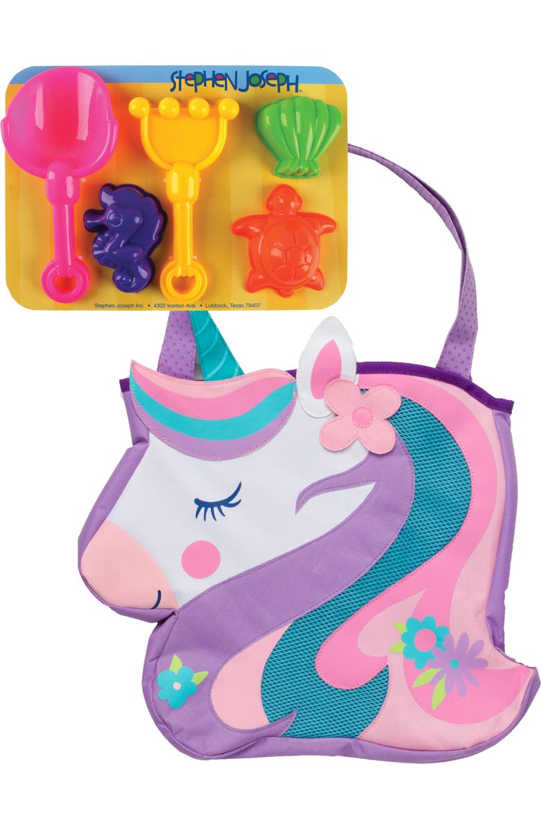 Stephen Joseph Unicorn Beach Tote & Sand Toys, Main, color,