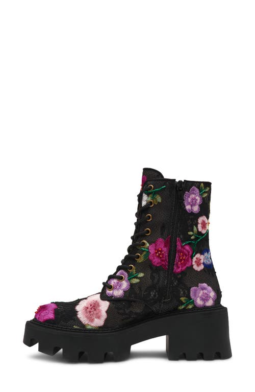 Betsey Johnson Polli Beaded Floral Combat Boot In Multi