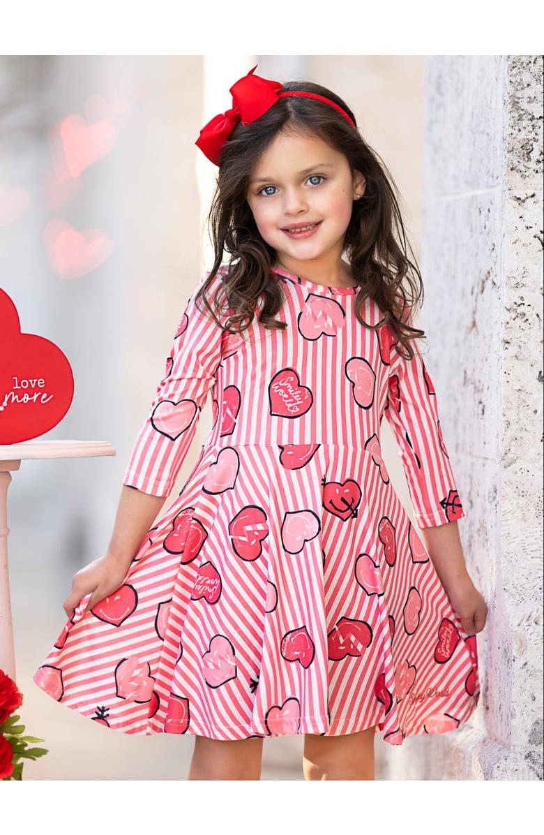 Mia Belle Girls Girls SmileyWorld Love Stamped Skater Dress, Alternate, color, Red