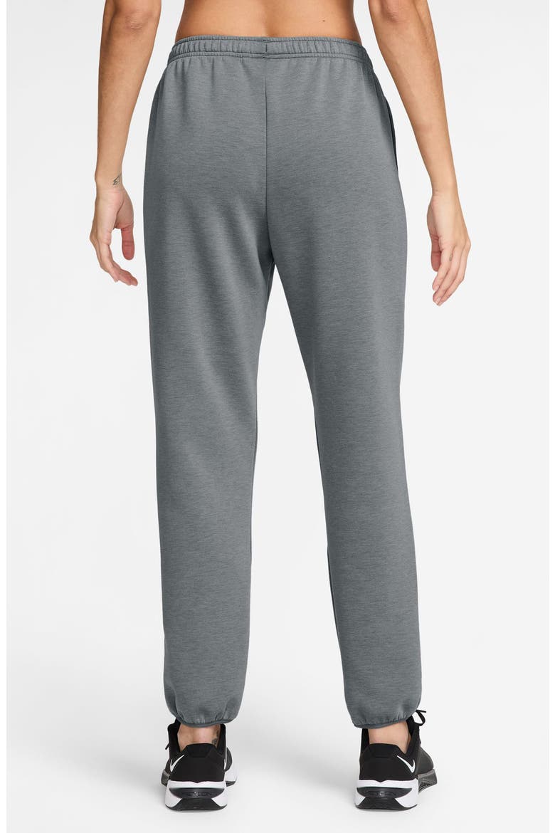 Dri-FIT Studio Fleece Mid Rise Sweatpants, Alternate, color, SMOKE GREY/ HTR/ WHITE