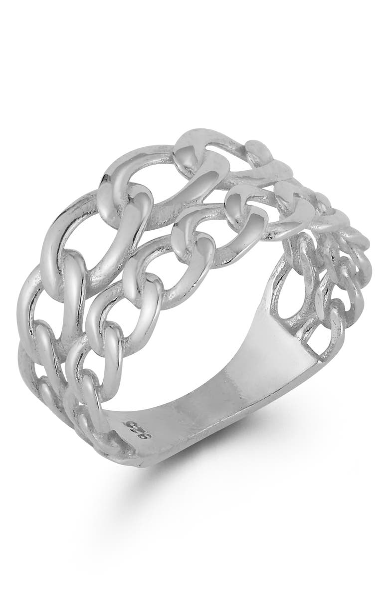 SPHERA MILANO Chain Link Band Ring, Alternate, color, Silver