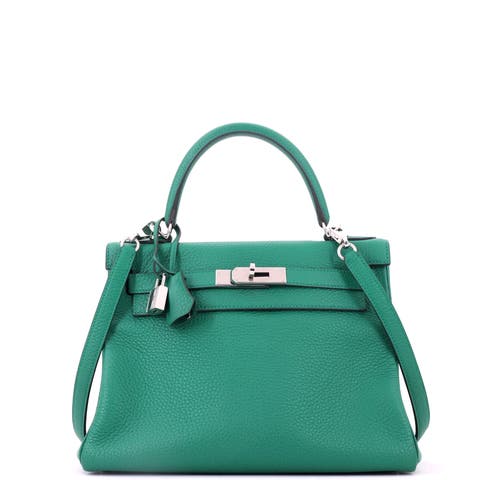 Kelly Handbag Green Clemence With Palladium Hardware 28