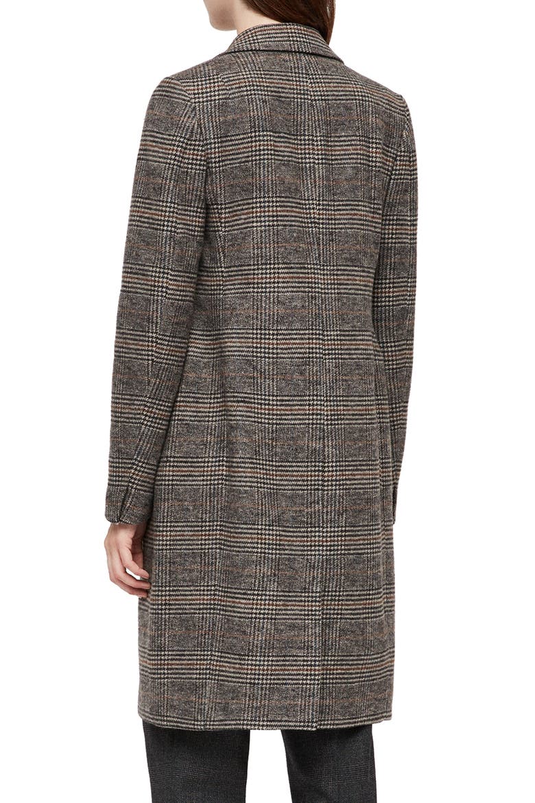 Indra Wool & Cotton Blend Check Coat, Alternate, color, CHARCOAL GREY