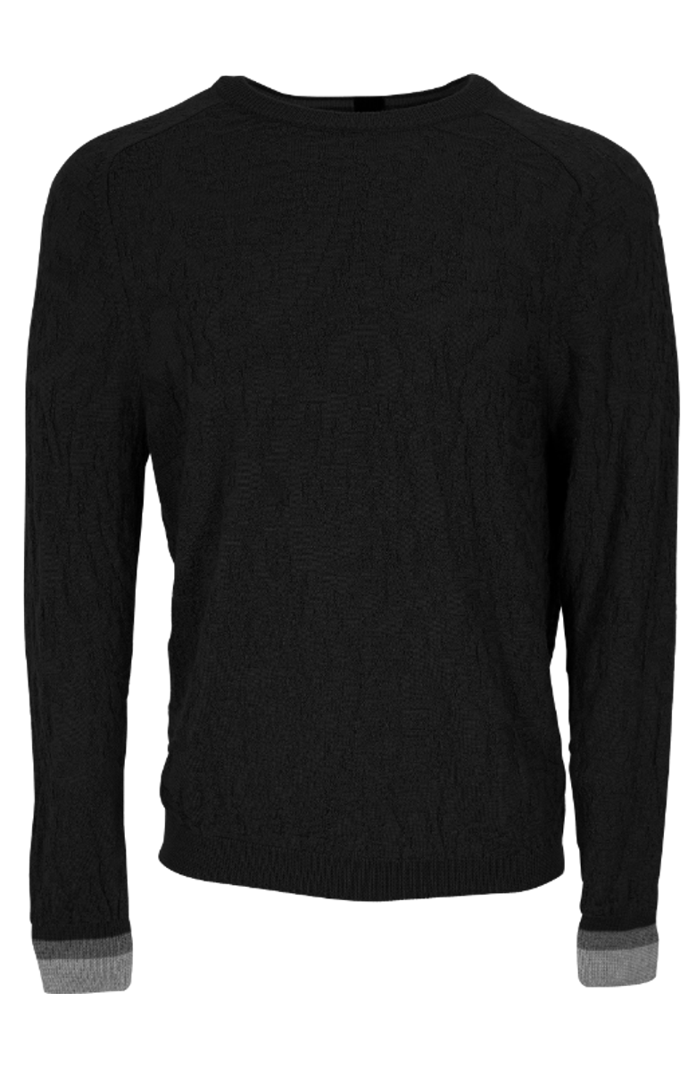 Lords of Harlech Colin Jacquard Merino Wool Paisley Sweater, Alternate, color, Black