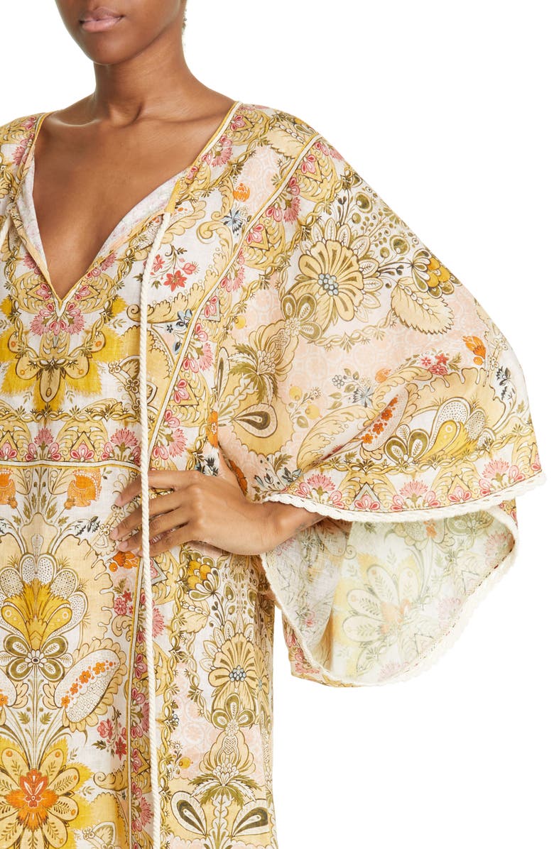 Zimmermann Laurel Linen Cover-Up Caftan, Alternate, color,