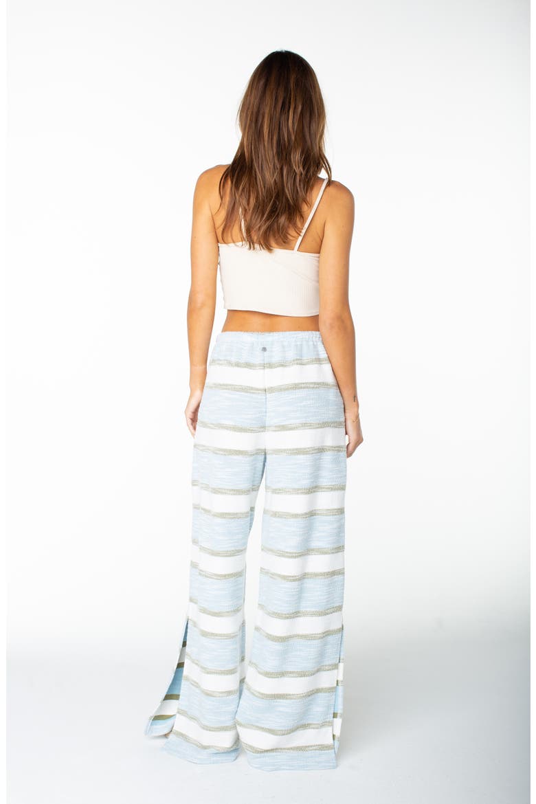 Beach Breeze Stripe Cotton Blend Split Hem Drawstring Pants, Alternate, color, CERULEAN