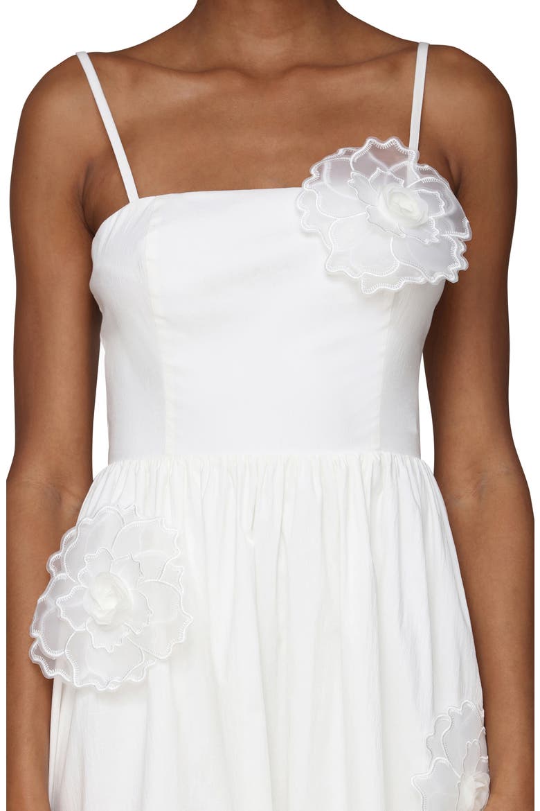 Floral Appliqué Midi Dress, Alternate, color, WHITE