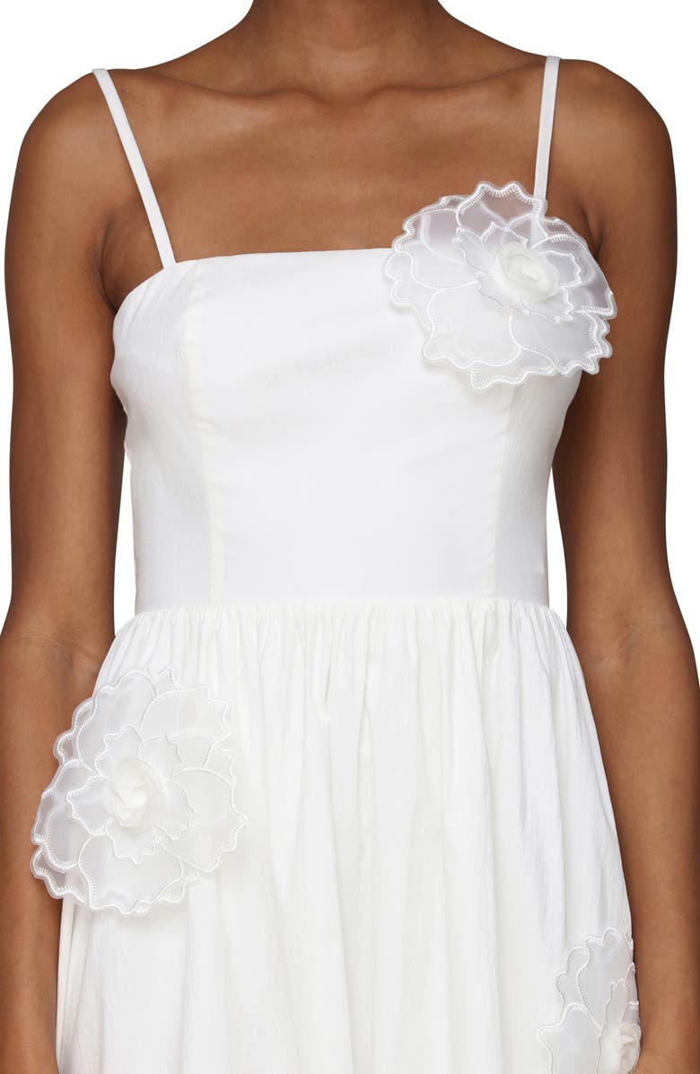 Avec Les Filles Floral Appliqué Midi Dress, Alternate, color, White