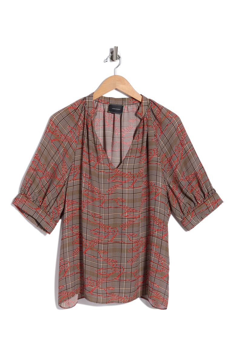 V-Neck Check Top, Alternate, color, EBONY/ RED