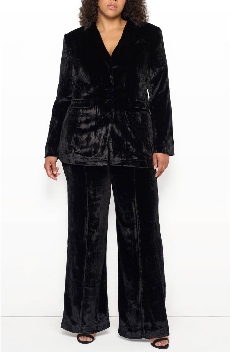 AS by DF Fiona Velvet Straight Leg Trouser, Alternate, color, Black