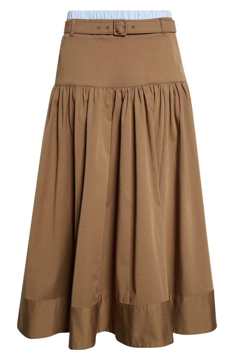 Cinq à Sept Peri Stretch Cotton Maxi Skirt, Alternate, color, Dark Olive/Blue Stripe