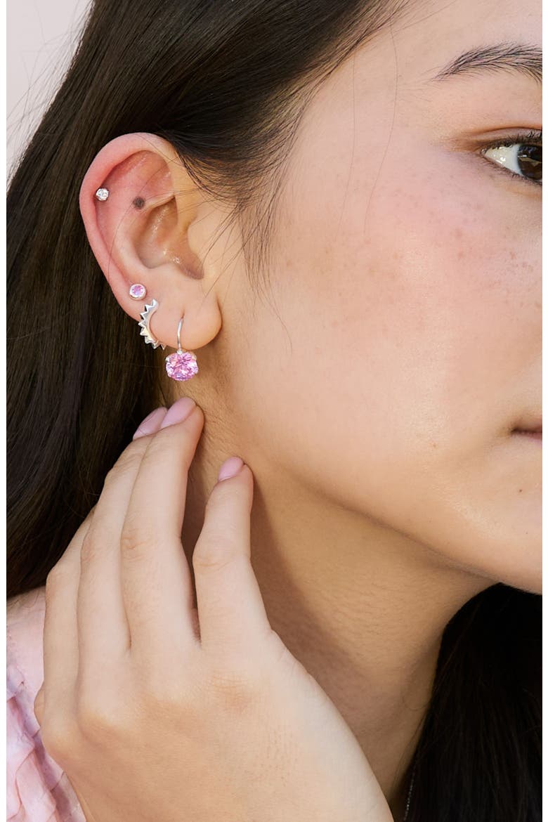 Star Huggie Hoops, Alternate, color, Sterling Silver
