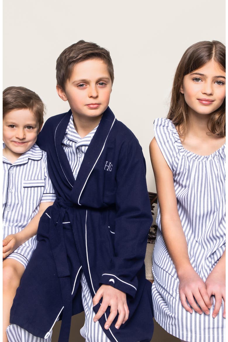Ticking Stripe Short Pajamas, Alternate, color, NAVY