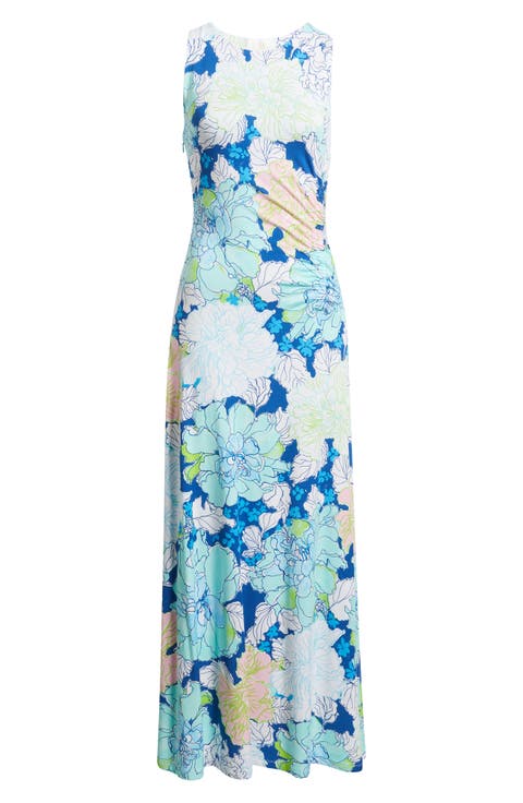 Carolita Ruched Sleeveless Maxi Dress