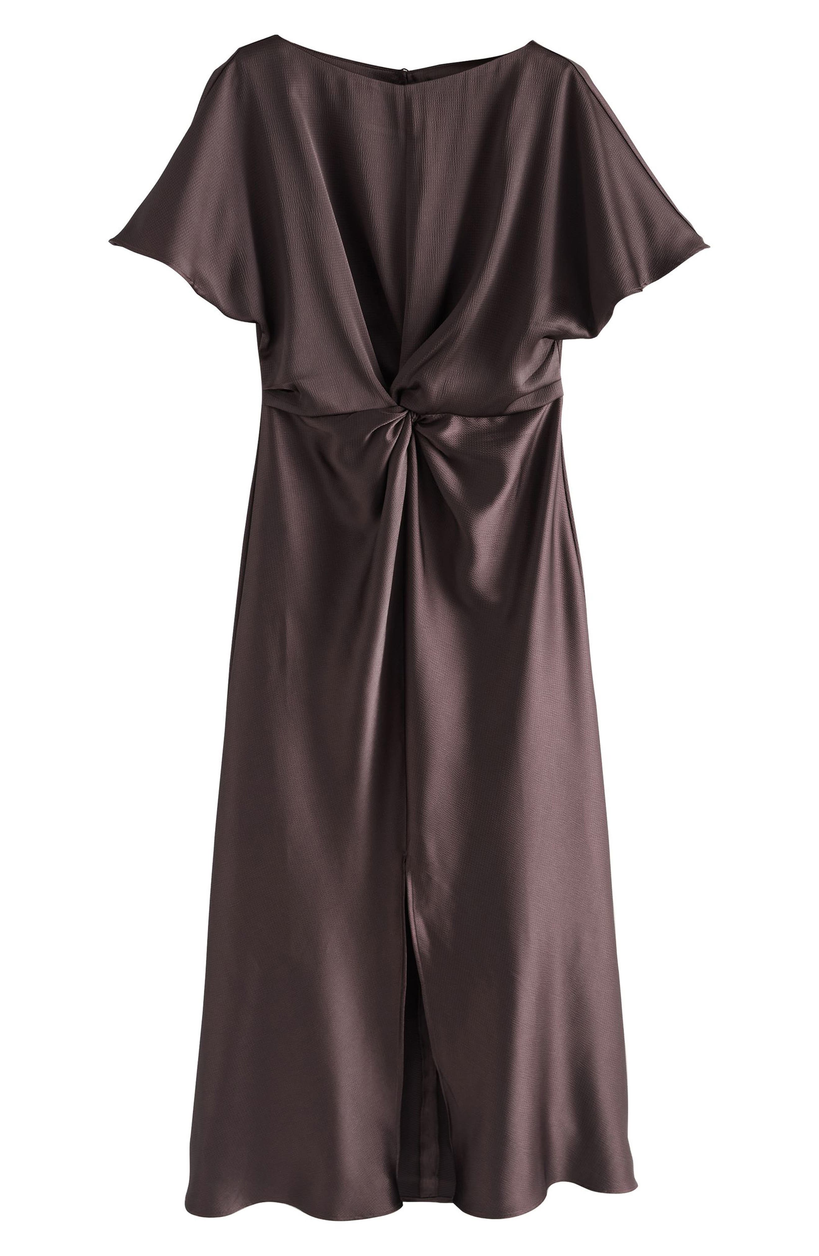 Short Sleeve Twist Front Midi Dress