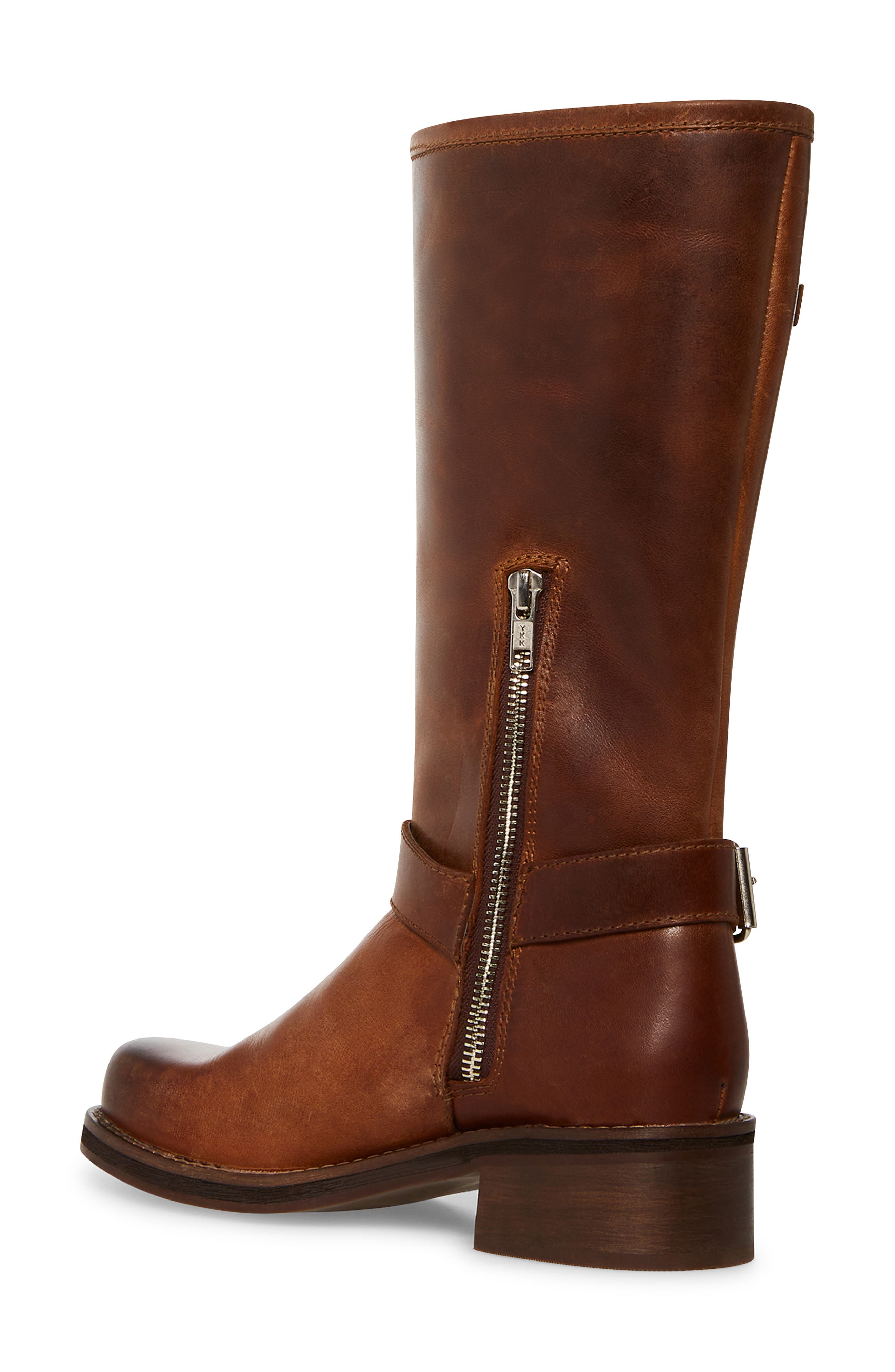 Steve Madden Bryanna Moto Boot, Alternate, color, Brown Leather