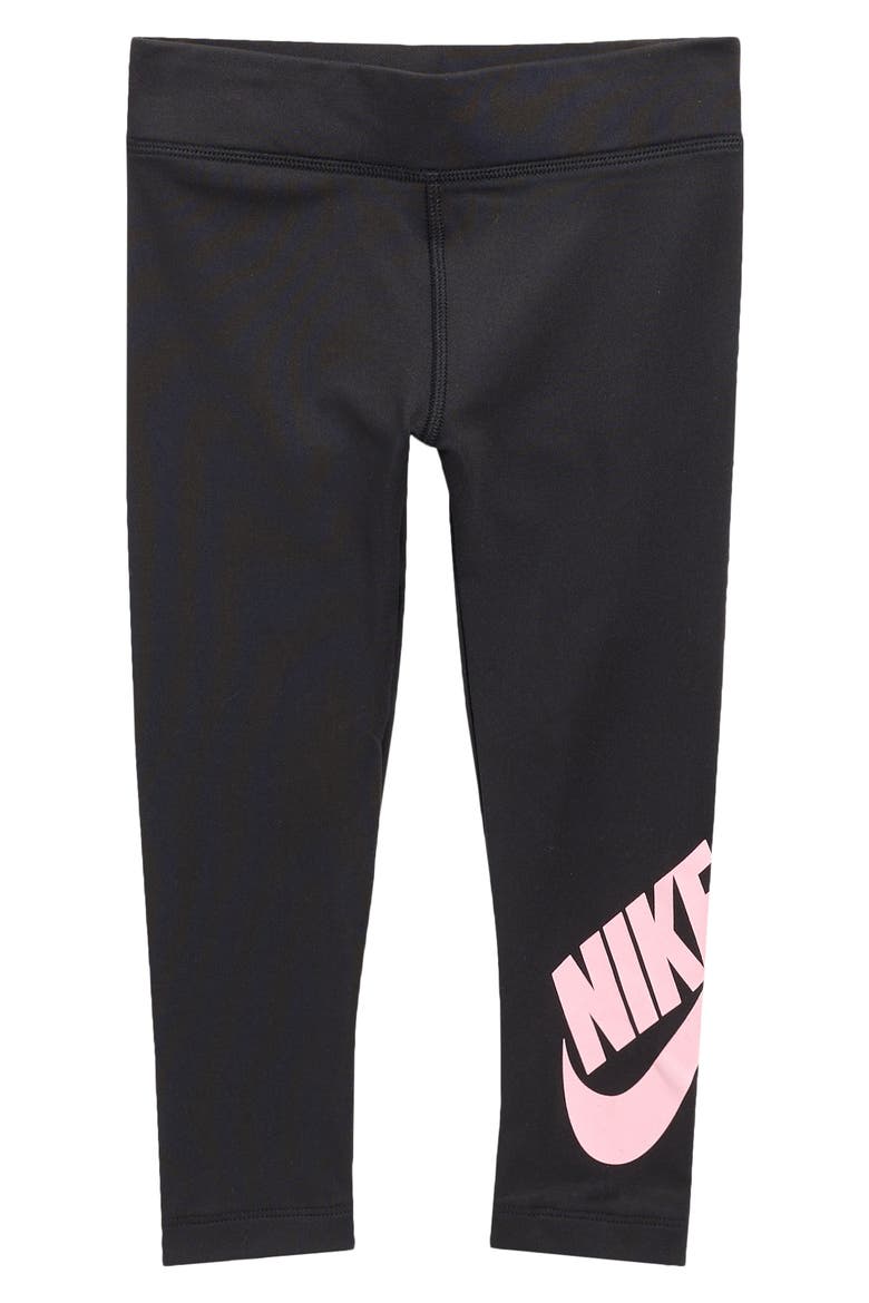Kids' Swoosh Leggings, Main, color, BLACK/ PINK