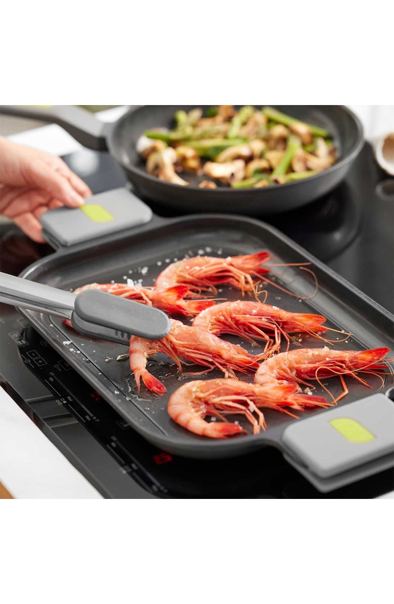 BRA Cookware Ceramic Nonstick Griddle with Removable Handles, 12.6 x 9.4-Inch, Alternate, color, Black