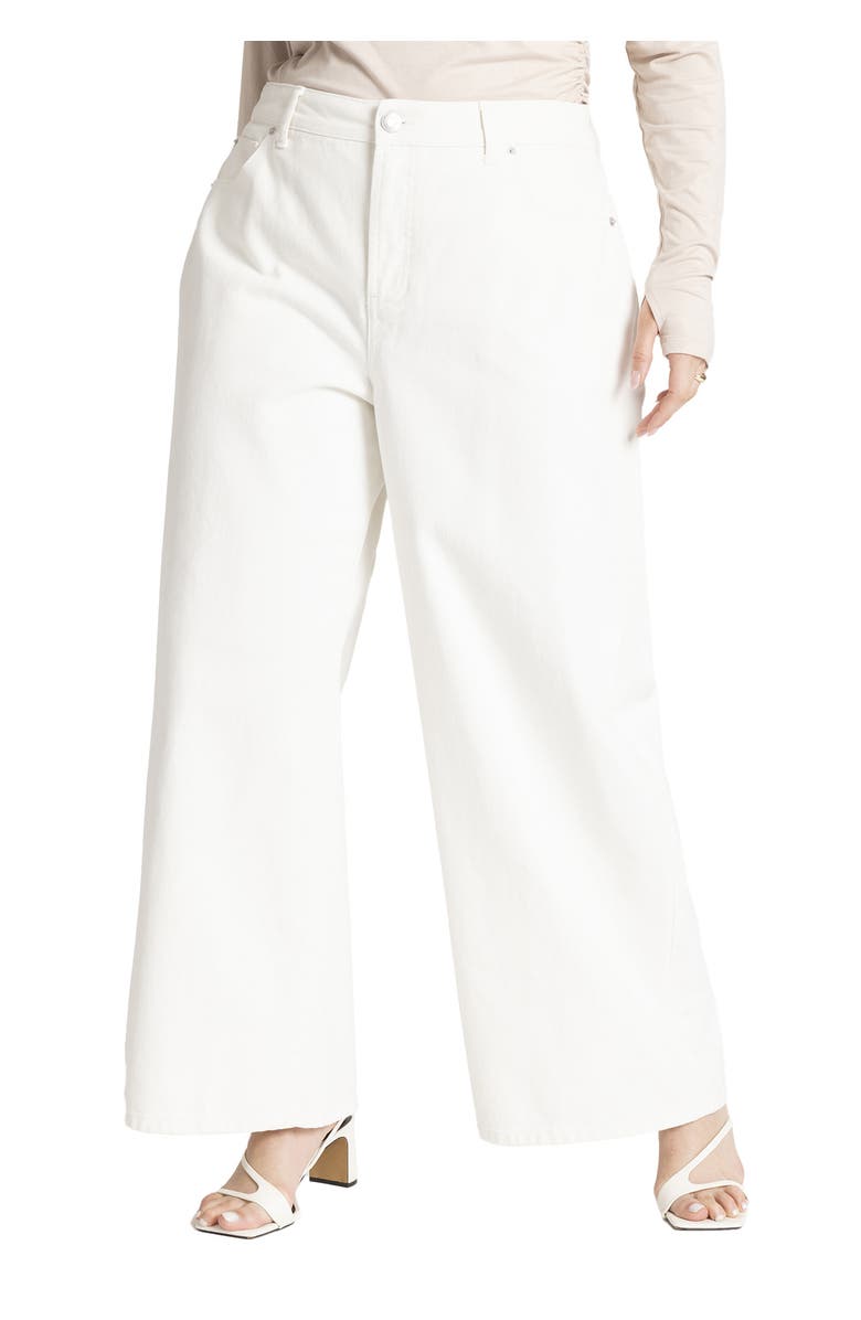 ELOQUII The Yvette Rigid Wide Leg Jean, Main, color, White