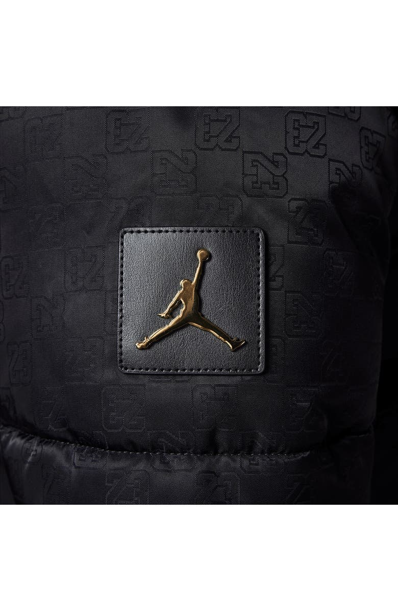 Jordan Kids' 23 Jacquard Quilted Hooded Puffer Jacket, Alternate, color, Black