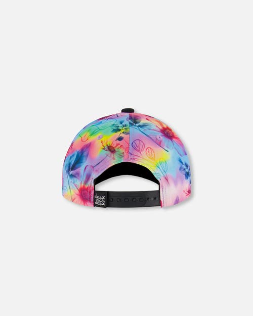 DEUX PAR DEUX DEUX PAR DEUX BABY GIRL'S PRINTED CAP BUTTERFLIES ON MULTICOLORED AND BLACK BACKGROUND